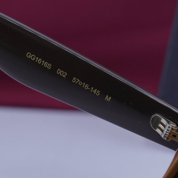 Gucci GG1616S 002 Rectangle Sunglasses - Bilayer Brown/Gold Mirror - Picture 5 of 10